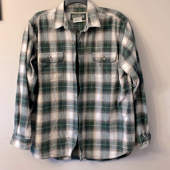 Field&Stream 1871 men’s 💯 cotton green plaid button down heavyweight shirt 🌞 - Picture 2 of 12